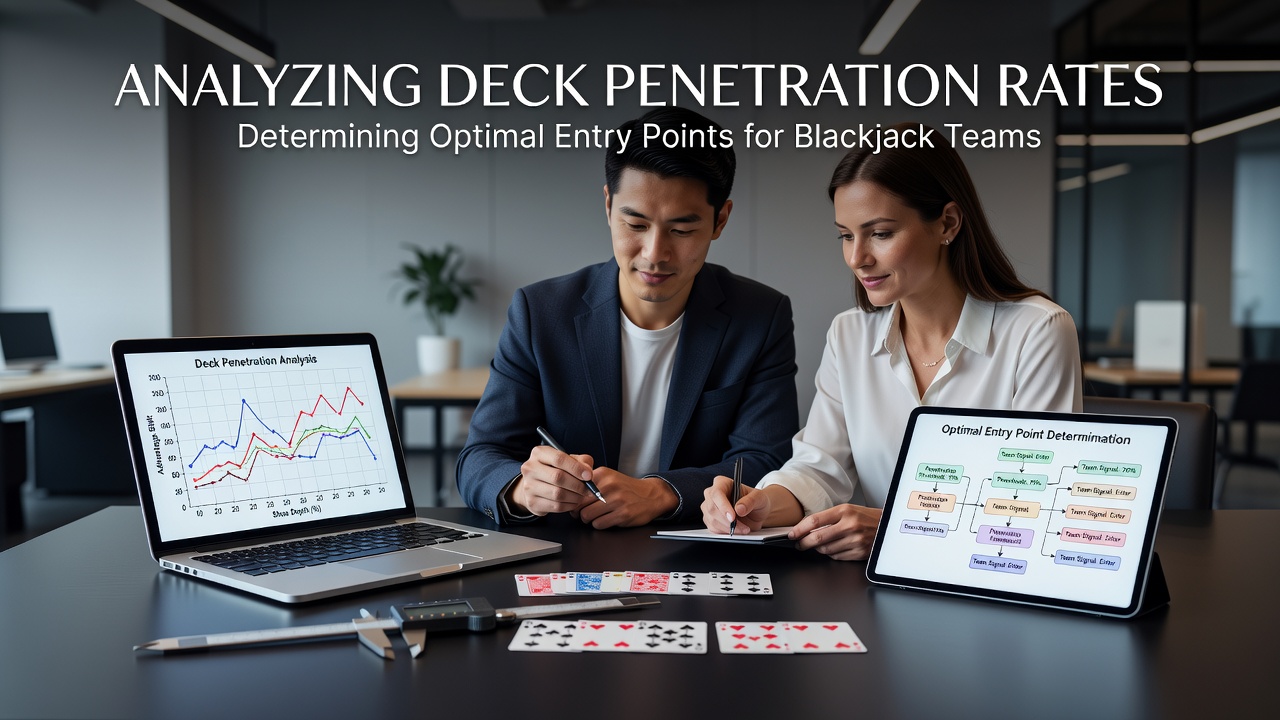 Blackjack table with multiple decks and dealer during a team play session