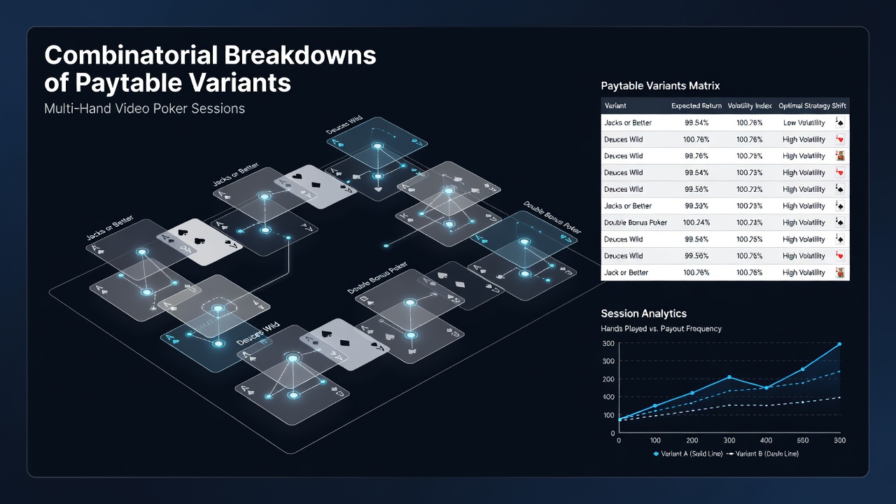 Chart illustrating expected value calculations for different paytable variants in multi-hand video poker