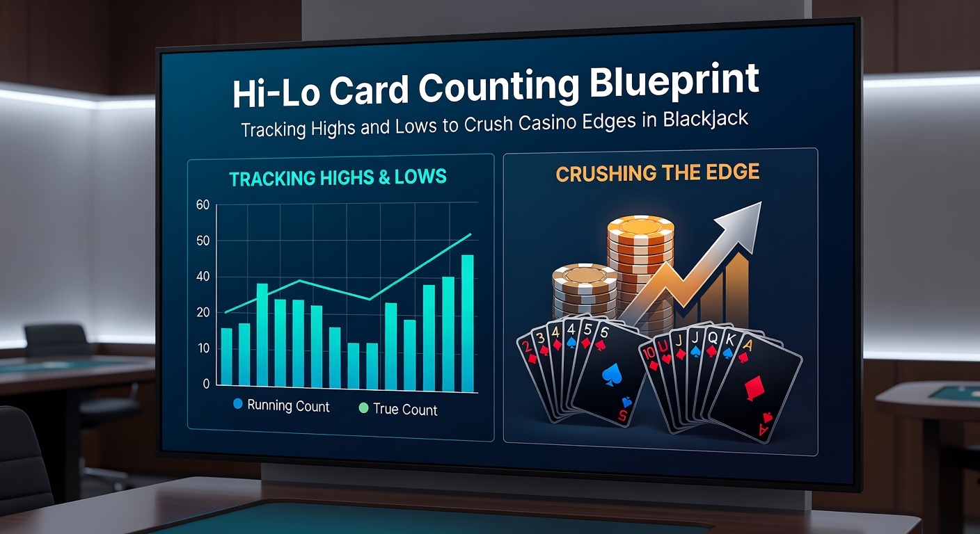 Close-up of a player's hand holding blackjack cards next to a digital count tracker displaying a positive true count, with chips stacked for a high bet
