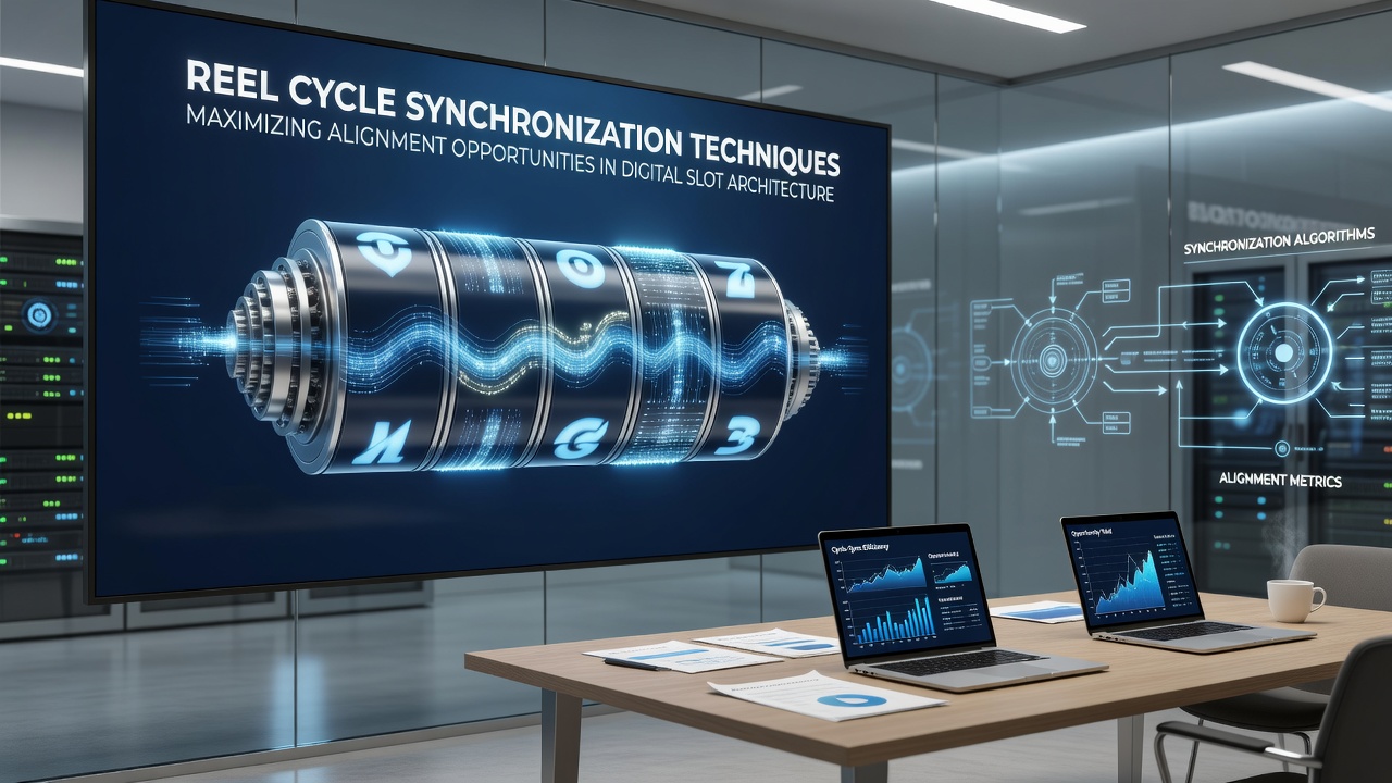 Technical diagram of synchronized reel cycles in a digital slot architecture