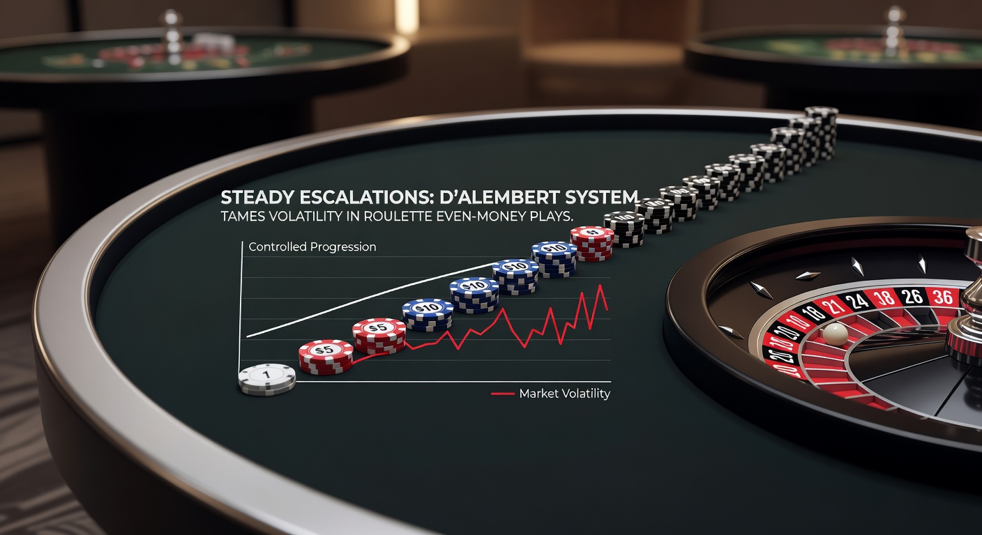 Roulette wheel in motion with red and black betting areas highlighted, chips stacked on even-money options like red or black