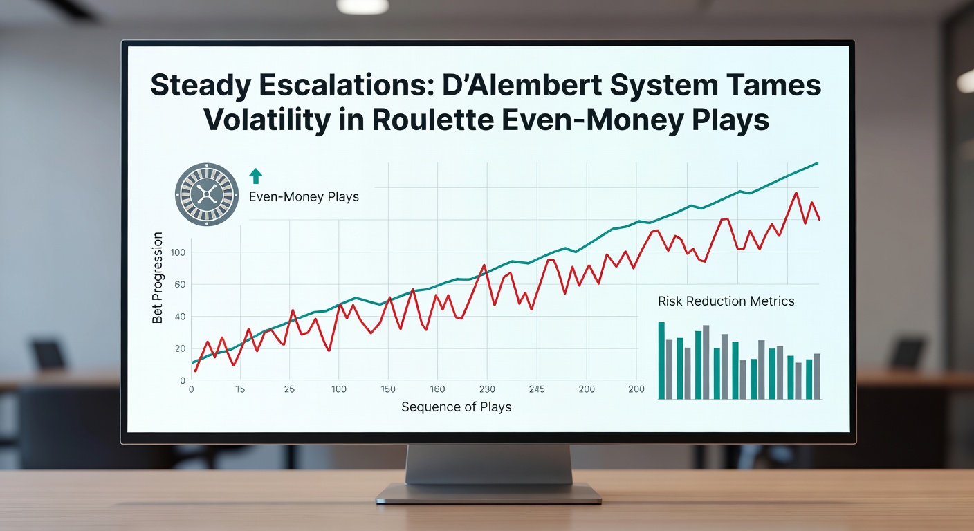 Close-up of a betting progression chart for D'Alembert on roulette table, showing unit increases after losses and decreases after wins