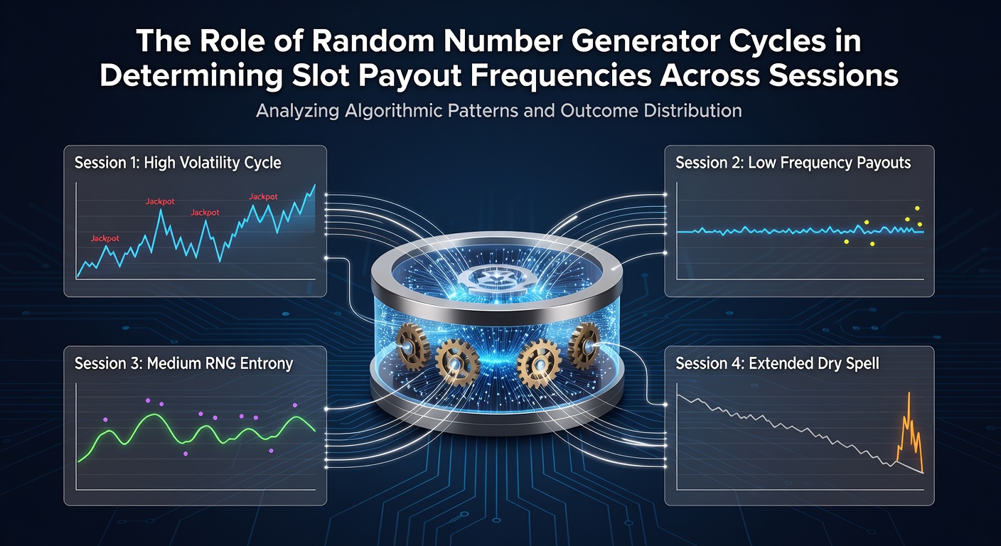 Detailed diagram showing random number generator cycle progression in slot machine software with numbered sequences and payout mapping layers