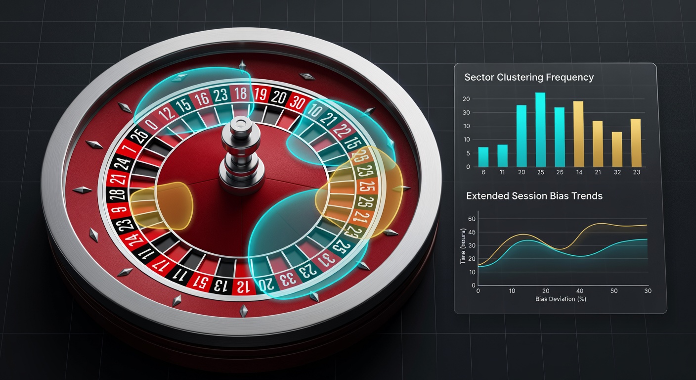 Detailed view of European roulette wheel sectors highlighting number clusters in extended sessions